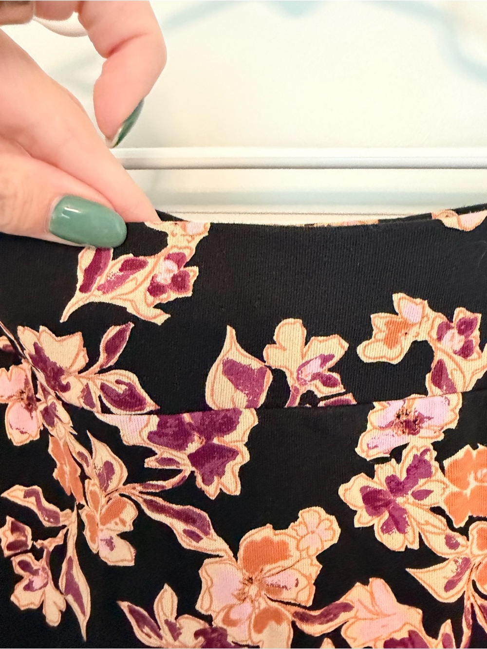 Pact Black Floral Midi Skirt with Peach & Pink Blooms NWOT - Picture 4 of 7
